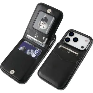 iPhone 17 Pro Case Wallet with Credit Card Holder Flip Premium Leather Magnetic Clasp Kickstand Heavy Duty Protective Cover for iPhone 17 Pro 6.3 Inch Black