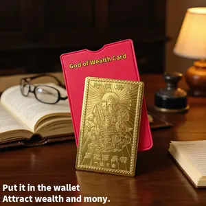Gold Foil Wealth Card Set, Lucky Wallet Card, Decorative Fortune Card For Home Office Desk Display And Gift Giving