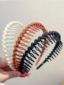 3 Pack Anti-Slip Wave Hair Bands, Zigzag Headband, Plain Design, Casual Style, Daily Use, Elegant Ruched Headbands for Women, No Damage