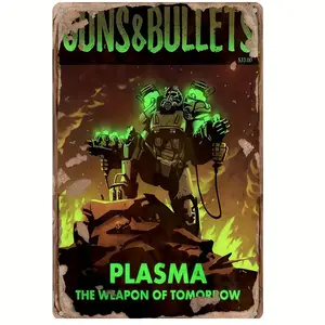 Fallout Plasma Vintage Metal Sign — 8×12 in Retro Wall Art for Home, Bar, Kitchen, Man Cave, Garage & Party Decor