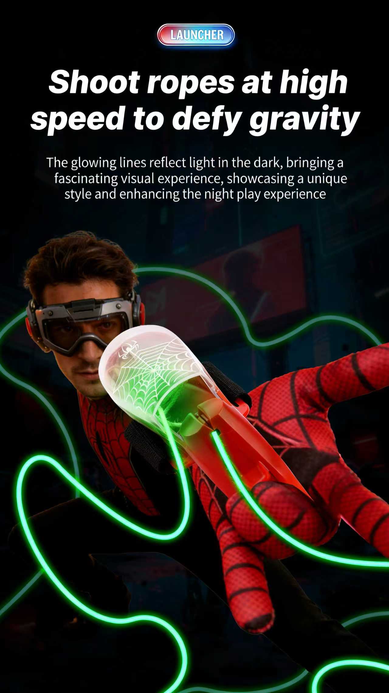 Brand New 2026 USB-C Rechargeable StringLaunching Webshooter Glows-In-the-DarkPerfect Holiday Gift for Kids Boys GirlsChristmas New Year Birthday