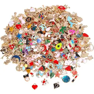 350 Pieces Bracelet Charm Set – Assorted Gold Enamel Charms for DIY Necklaces, Bracelets, and Earrings (Craft Supplies)
