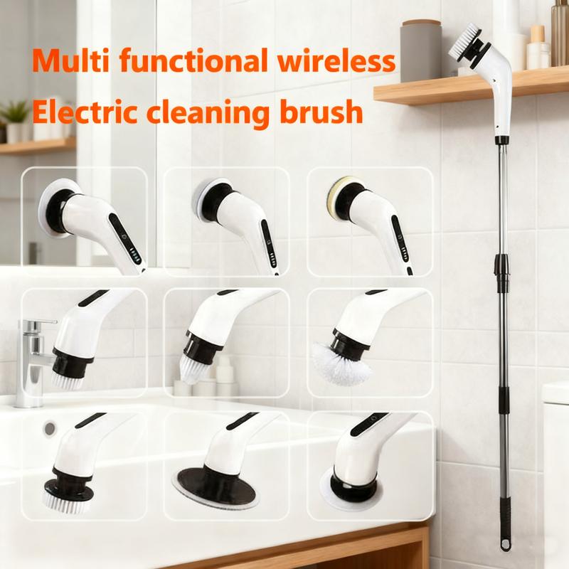Electric Spin Scrubber, Cordless Shower Scrubber with IPX7 Waterproof, Electric Cleaning Brush, Multi-Surface Use, and Long Battery Life, 2 Adjustable Speed & Extendable Handle, 9 Replaceable Brush Heads, Multi-Purpose Cleaning Kit for Bathroom & Kitchen Electric Spin Scrubber, Cordless Shower Scrubber with IPX7 Waterproof, Electric Cleaning Brush, Multi-Surface Use, and Long Battery Life, 2 Adjustable Speed & Extendable Handle, 9 Replaceable Brush Heads, Multi-Purpose Cleaning Kit for Bathroom & Kitchen