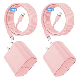 JAYUANONE iPhone Charger Fast Charging 2 Pack Pink Type C Wall Charger Block with 2 Pack 10FT USB C to Lightning Cable for iPhone 14/13/12/12 Pro Max/11/Xs Max/XR/X,AirPods Pro