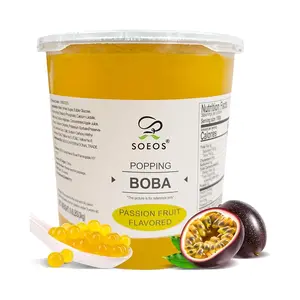 Soeos Passion Fruit Popping Boba Pearls, Bursting Boba Pearls for Bubble Tea, Beverages, Shakes, Desserts, Smoothie and Ice Cream Topping (6.6LB, 1 Pack)
