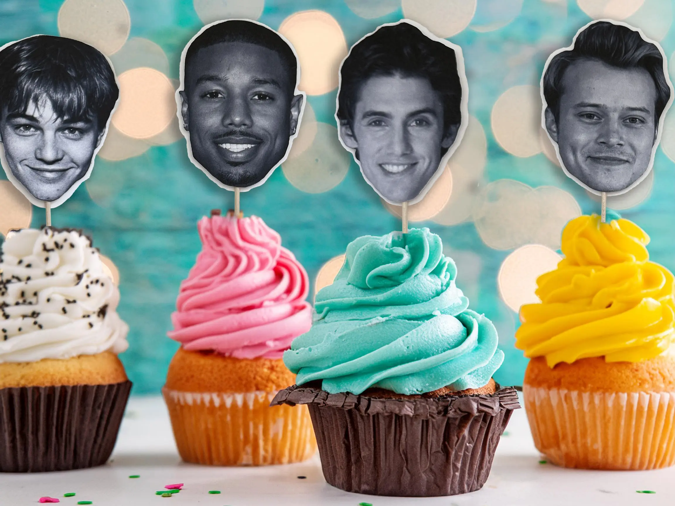 Custom Face Cupcake Toppers | Personalized Black and White Party Decorations | Birthdays, Weddings, and Celebrations