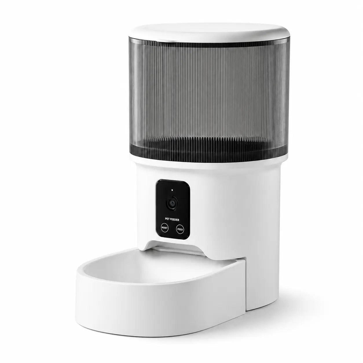 4L Smart Automatic Cat & Dog Food Feeder with Optional WiFi Camera, 2.4GHz WiFi App Remote Control, Scheduled Portion Feeding, Live View, 2-Way Audio, Remote Monitor, USB-Powered Pet Food Dispenser, White