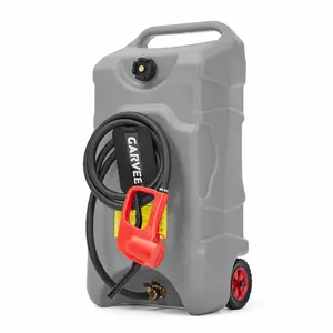 Garvee 16 Gallon Gas Can, Fuel Tank Container with LE Fluid Transfer Manual 10 FT Siphon Pump, Portable Diesel Gas Storage Caddy w/Wheels for Car, ATV, Weeder, Boat, Tractor,Snow Blower,Generator
