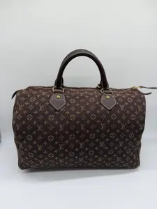 Pre-owned Louis Vuitton Denim Mini Lin Top Handle Bag Brown Mini Lin Speedy 30
