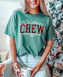 Christmas Crew T-Shirt, Family Christmas Plaid T-Shirt, Christmas Pajamas Tee, Festive Holiday T-Shirt