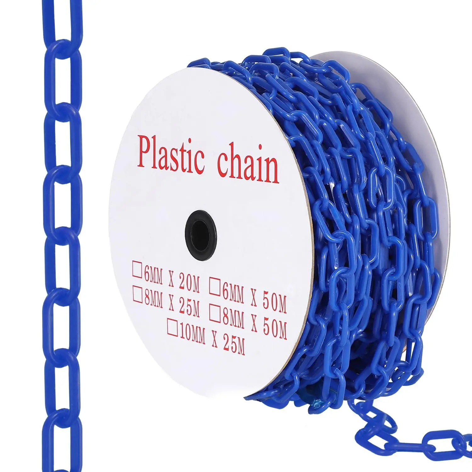 240 FT Plastic Chain Links, Safety Chain with 50 Hooks, Plastic Barrier Chains for Crowd Control, Parking Driveways Queue Lines Construction Sites UV Resistant,Blue