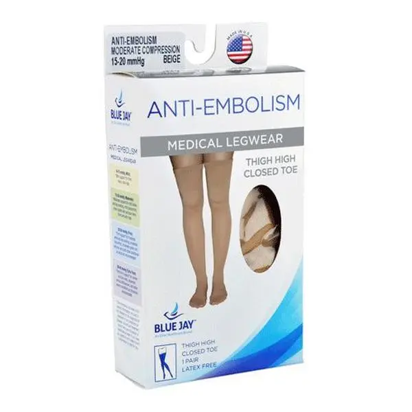 Women's Style Completemed Anti-Embolism Thigh-High Closed-Toe Compression Stockings, Spandex-Nylon Blend