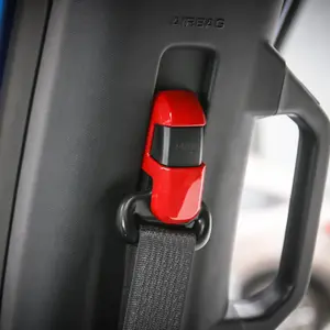 Seat Safety Belt Cover Trim Bezels For Ford F150 2015-2020 Car Interior Accessories, ABS Red Carbon fiber Fit