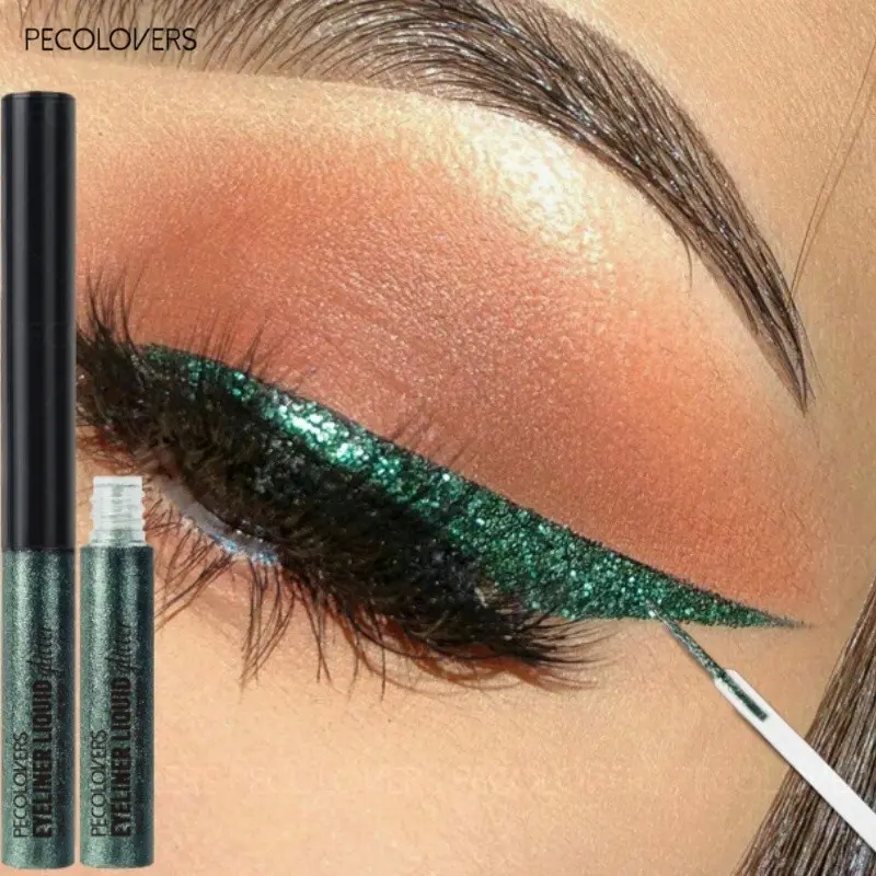 1Pc Glitter Eyeliner Liquid - Shimmer Eye Makeup, Long-Lasting For Daily & Party Wear, Black And Silver, Eye Cosmetic