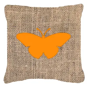 212 MAIN Butterfly Print Decorative Pillow - Burlap Look, Heavyweight Orange Fabric, Fade-Resistant for Indoor and Outdoor Use