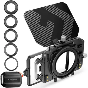 【K&F CONCEPT】Mini Matte Box, DSLR Mattebox with Carbon Fiber Top Flag Square Filters Trays, for 67/72/77/82/95mm Lenses, for 4x5.65 Square ND UV Filter/Circular Filter