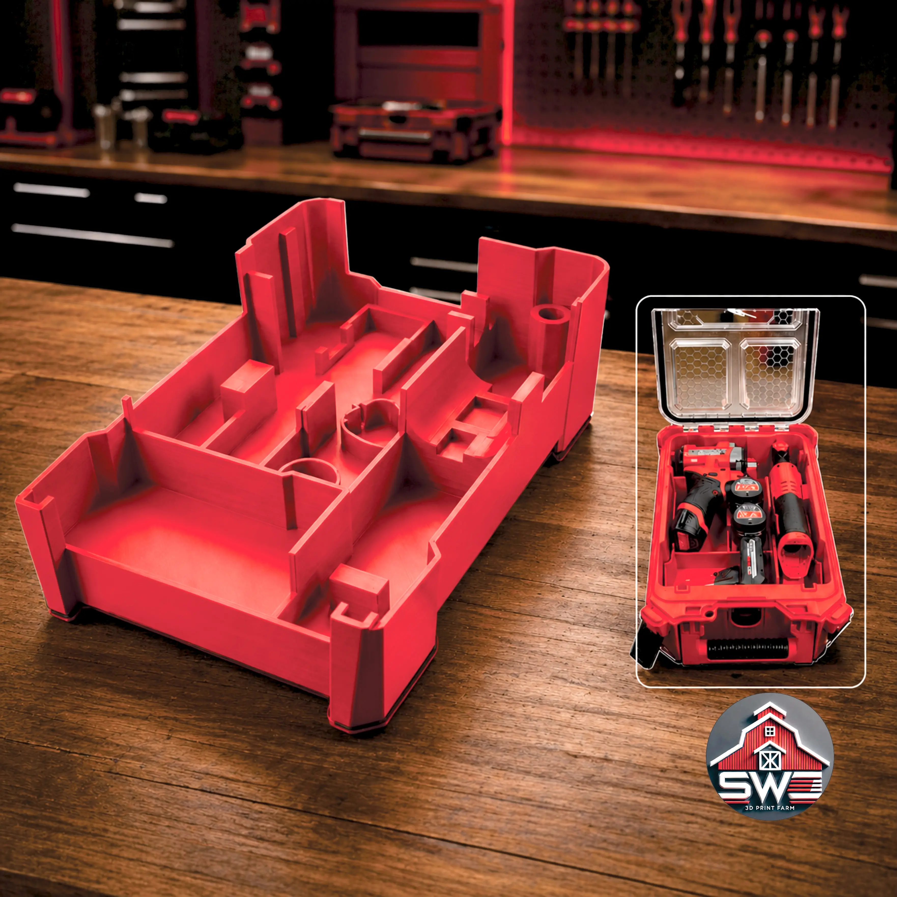 M12 Gen 2 Impact Wrench & Ratchet with Battery Storage Insert Organizer for Milwaukee Packout 48-22-8435 M12 Gen 2 Impact Wrench & Ratchet with Battery Storage Insert Organizer for Milwaukee Packout 48-22-8435