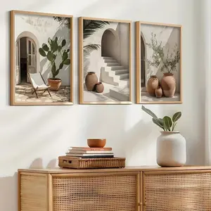 3pcs Mediterranean Bohemian Plant Print Poster Modern Photography Art Arch Canvas Wall Decor Unframed Floral Boho Print Home Decoration