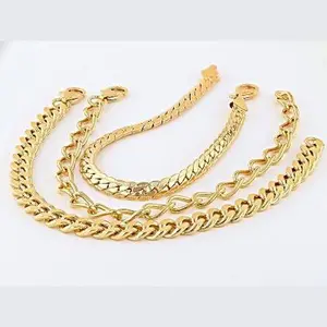 JTV 18k Yellow Gold Over Bronze Curb Link Bracelet Set of 3