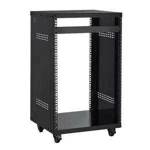 fathersdaygift VEVOR 16U AV Rack, 200 lbs Max Capacity, Home Recording Studio Rack with Lockable Caster Wheels, Open Frame Server Cabinet, Special Vent Design, for 19-Inch Audio Video Musical IT Equipment Mounting