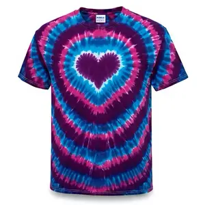 New! Tie Dye T-shirt Heart Handmade 100% Cotton Youth - 6X