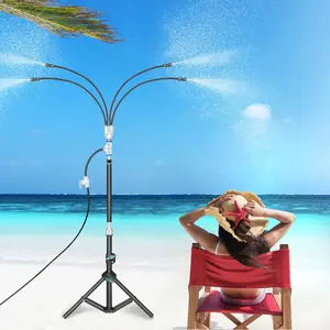 5.1FT Expandable Standing Misters for Outside Patio, 4-Way Adjustable Misting System, Misting Cooling System,  Mister for Outside Yard Greenhouse Chicken  Pool Trampoline