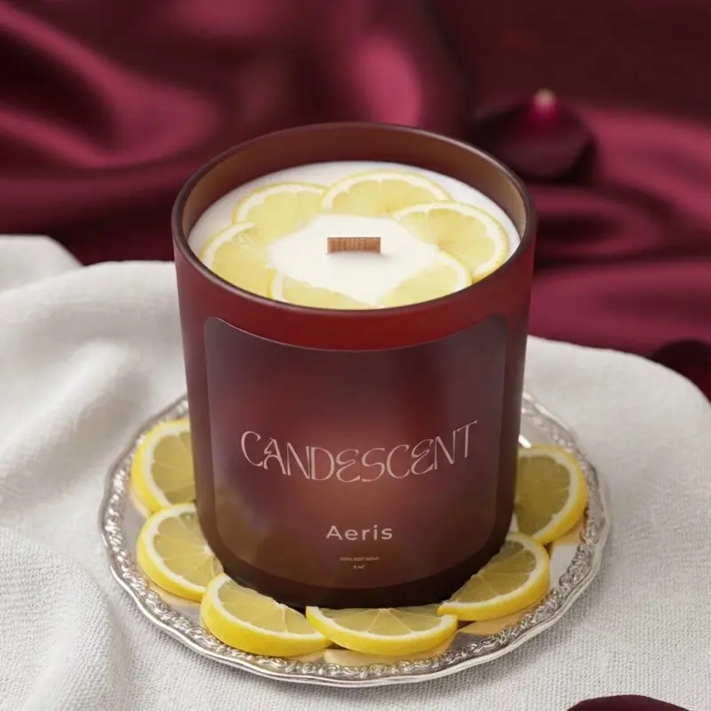 Candescent Aeris- 10 oz. Scented Coconut-soy Candle with Crackling Wooden Wick