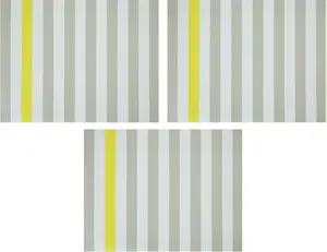 58-189212 Stripe and Checkerboard Reversible Flat Gift Wrapping Paper Sheet Set, 30" x 23", Grey, White, and Yellow, 3 Pieces