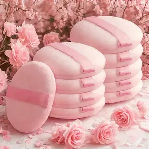 Soft Velvet Powder Puff, 10pcs/set Round Powder Puff, Professional Makeup Tool for Blending & Facial Detailing, Makeup Accessories