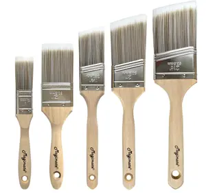 Wood Stain Paint Brush Set Angled Sash and Flat Painting Brushes Assortment for Baseboards, Wall Trim, House Touch-Ups, Cabinets and Fence Staining, Pack of 5