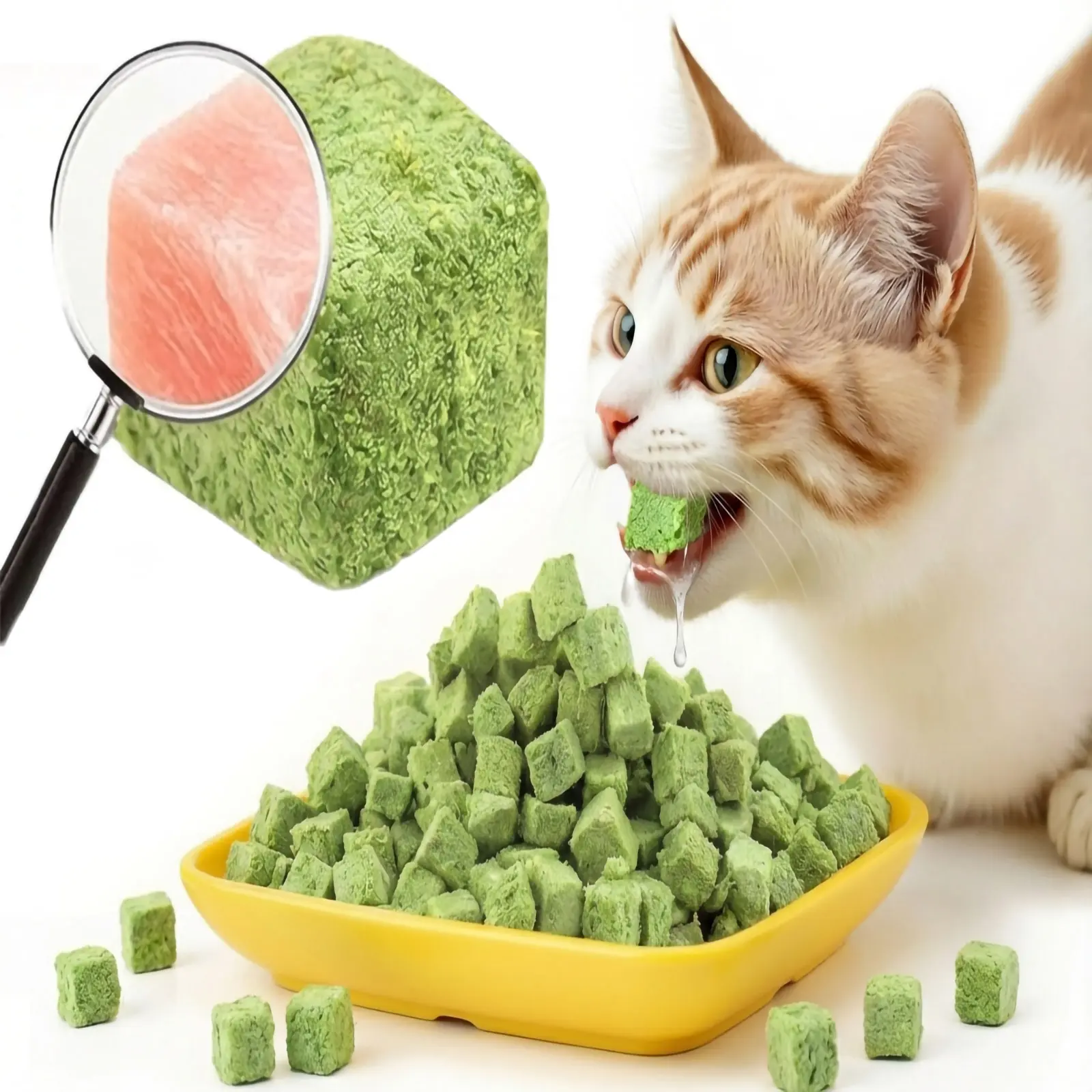 GREMBEB Cat Toy Cats Grass Treats, Fish Oil Kitten Grass Catnip Stick for Hairball Removal Teeth Cleaning Cats Edible Freeze Dried Kitty Lickable Chew Dental Snack for Indoor Kitty Food