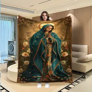 Starburst Cloak Blanket, Rose Cluster Virgin Mary Tapestry, Thanksgiving Valentine Christmas Gift, Holiday Gift Throw Blanket, Floral Blanket