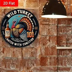 Rustic Tin Metal Sign 8x8 Inches Wild Turkey Bourbon Wall Art Colorful Turkey Decor Americana Retro Home Bar Pub Cabin Man Cave