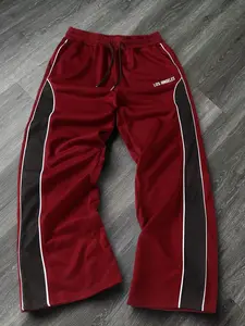 Men's Star Pattern Side Striped Pants, Manfinity Hypemode Loose Fit, Fashionable Comfort Design, Casual Wear, Stylish Long Trousers, Sportswear, Sportswear Bottoms