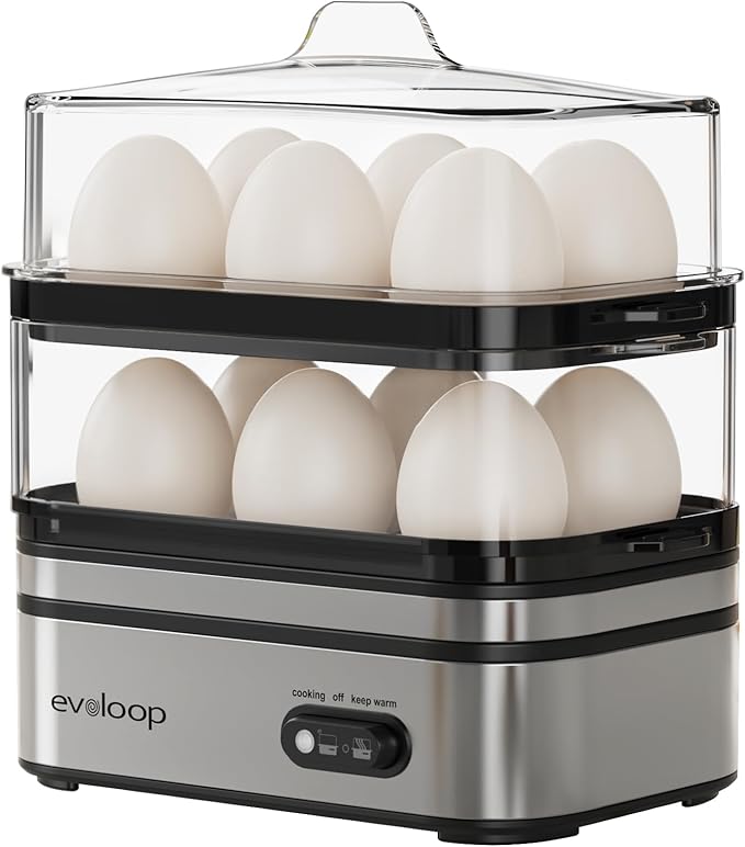 EVOLOOP Rapid Egg Cooker 6 Egg Capacity BPA free Electric Egg Cooker for Hard Boiled Eggs, Poached Eggs, Scrambled Eggs, or Omelets，Easy and Convenient Way to Prepare Delicious Eggs ,outdoor gear Kitchen Appliances
