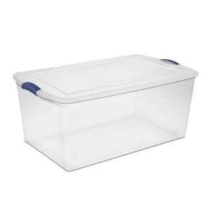 105 Quart Latch Box Clear Plastic Storage Bin with Clear Lid for Organizing and Storing Items