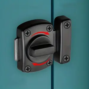 2-Pack Zinc Alloy Rotating Sliding Door Lock, No Drilling Left-Right Pin, Surface Mount Small Thick Door Latch Buckle