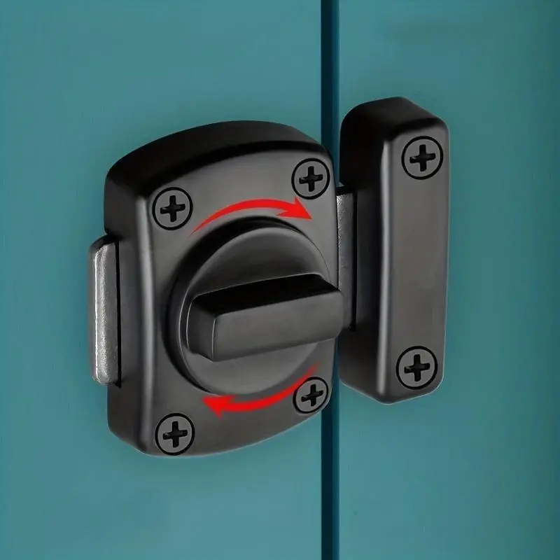 2-Pack Zinc Alloy Rotating Sliding Door Security Lock, No Drilling Left-Right Pin, Surface Mount Small Thick Door Latch Buckle, Secure Latch Closure