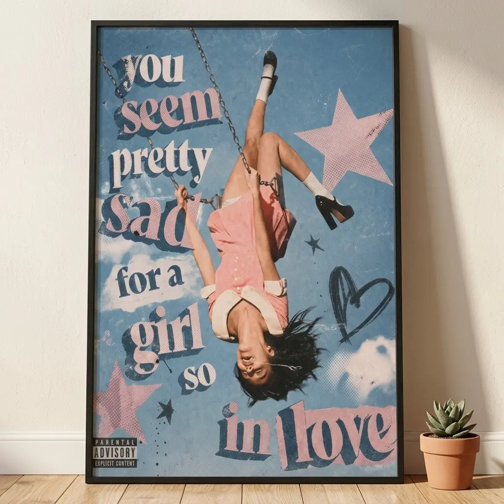You Seem Pretty Sad Poster, Aesthetic Quote Wall Art Print, Indie Room Decor, Vintage Typography Poster, Bedroom Wall Decor, No Frame