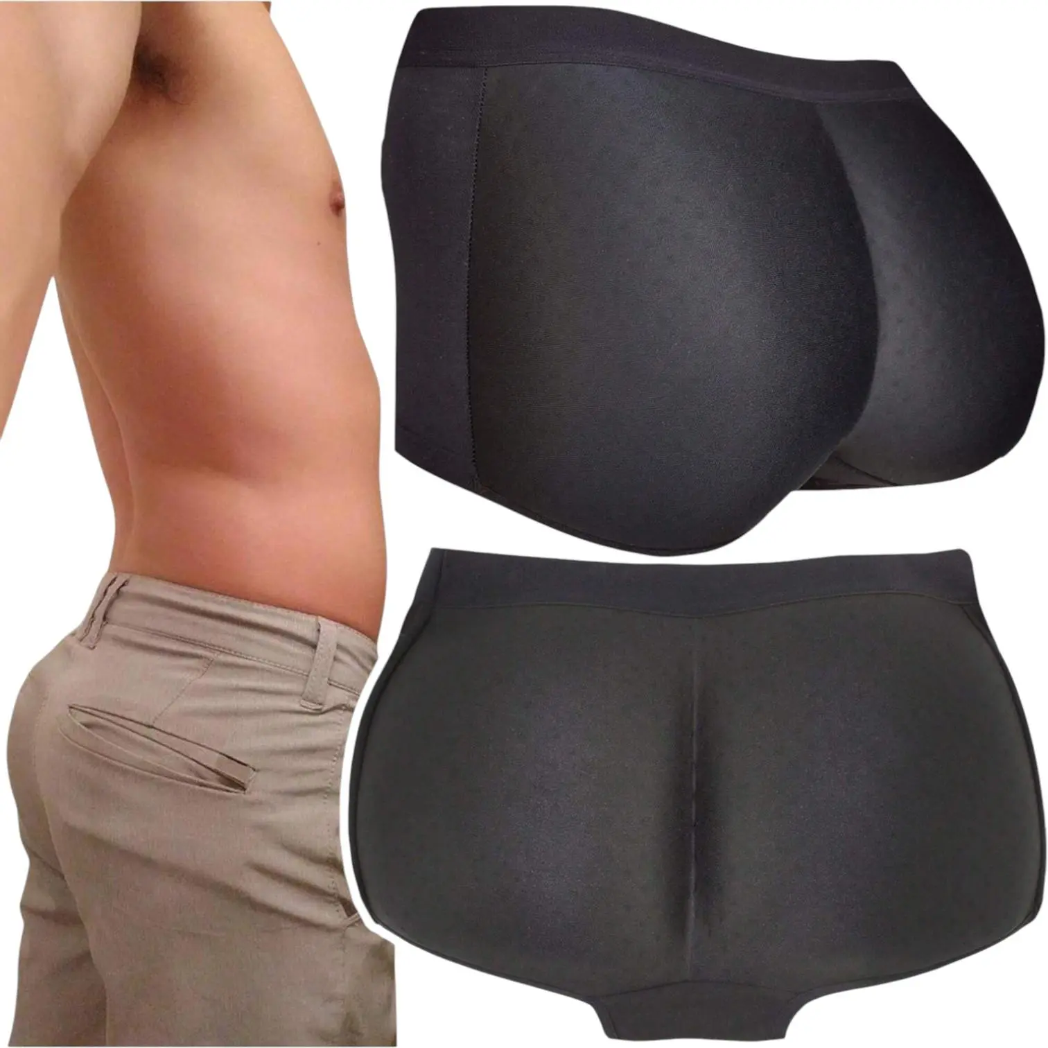 ToBeInStyle Men's Instant Butt Booster Enhancing Padded Lifting Briefs Boxers Menswear Artificial