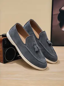 Men's Business Casual Loafers, Soft Sole Comfort Slip-On Shoes with Tassel Decor, Fashionable Versatile Commuter Single Shoe