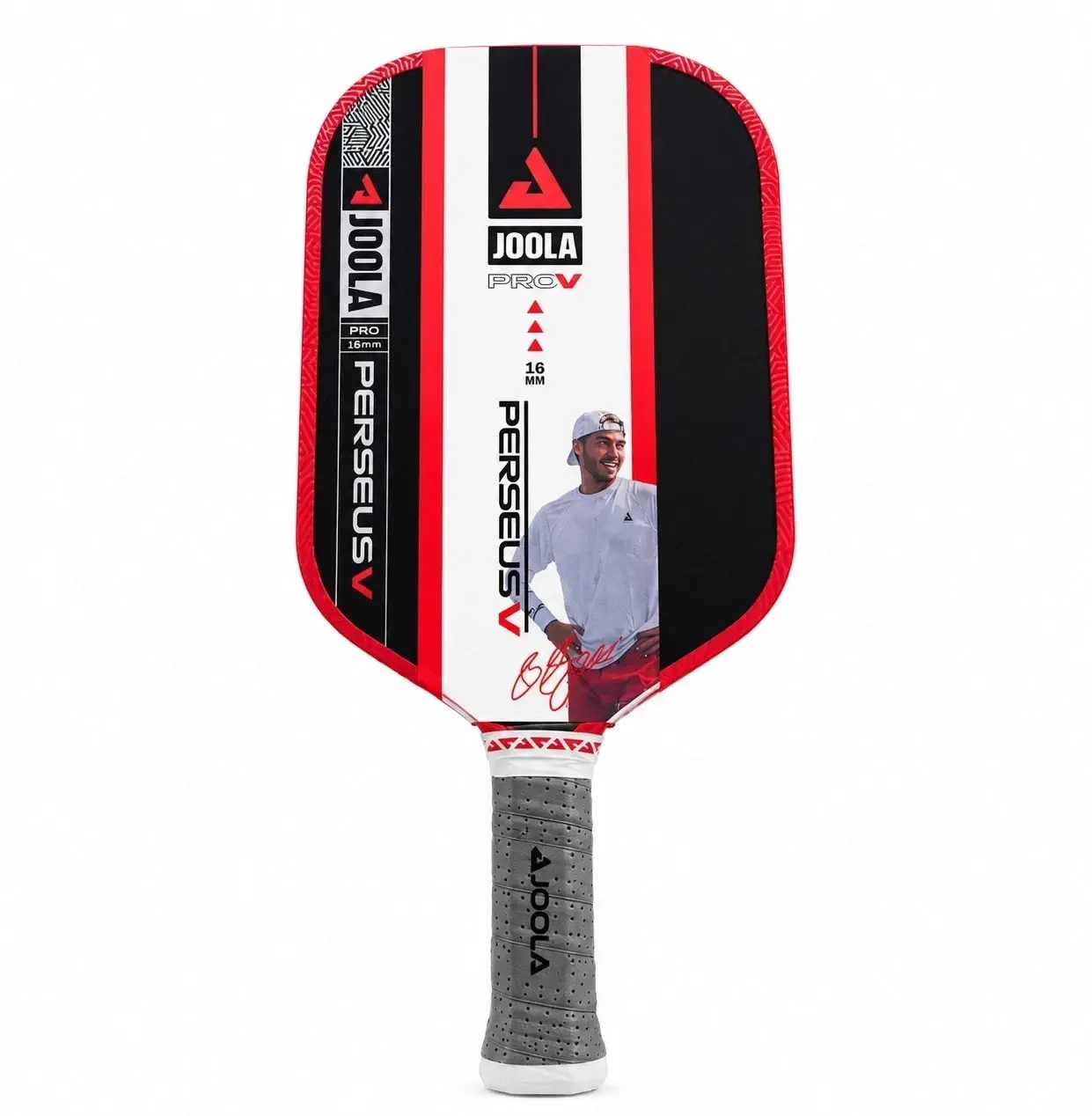 Joola Perseus V Pickleball Paddle - 16 oz, Red/Black/White, with Gray Grip, Ideal for Players