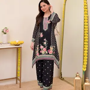 DIGITAL PRINTED HANDWORK CREPE 2PCS CO-ORD Set Soft Dress for Festive Feels M to 10XL Full Stitched Ready to Wear Comfortable Fit for Daily & Party Wear