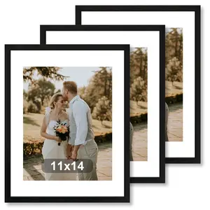 11x14 Inch Wooden High-Quality Picture Frame, Set of 3, Ideal for Displaying Photos and Artworks, Durable Sturdy Frame, Durable Design, Home Decor, Home Decor Accessory