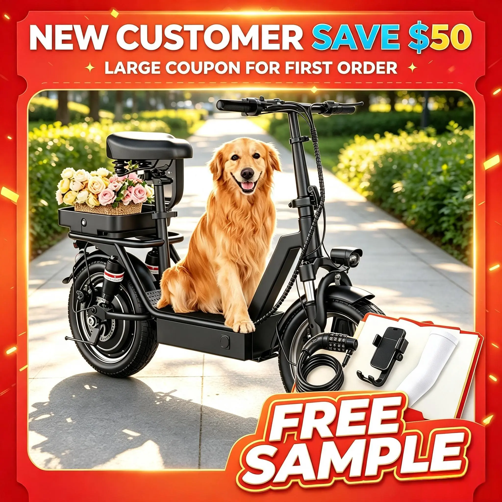 Fweork GT11 Foldable Cargo Electric Bike - 1000W Peak Power, 25MPH Max Speed, 35 Mi Range, 48V 15Ah Battery - for Daily Commuting
