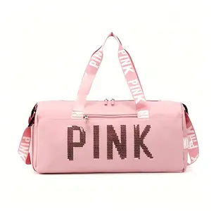 Sporty Pink Weekender Duffle Bag - Large Capacity Travel Bag for Gym, Fitness, and Short Trips