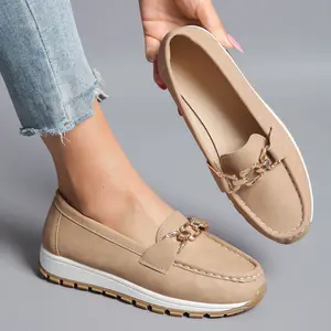 Wedge Loafers for Work | No More Heel Pain! Timeless Gold Chain Loafers | Preppy Style Must-Have,Brown/Khaki/Black available | Fast Shipping from US Warehouse