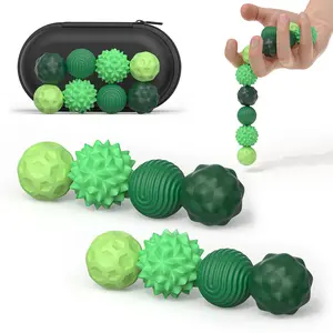 Silicone Textured Fidget Balls Set, 8PCS Stackable Sensory Stress Relief Toys with Carry Case for Teens & Adults