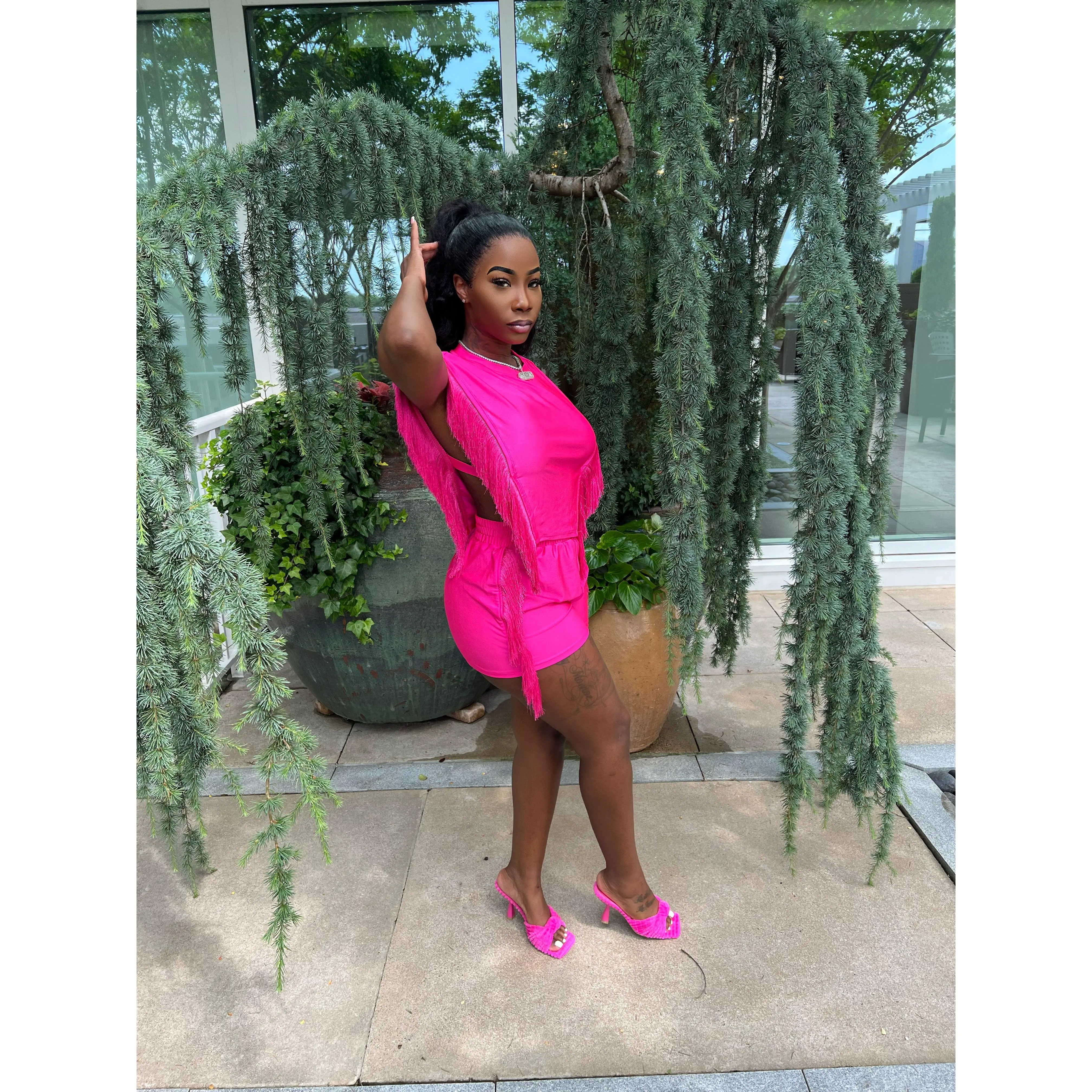 Jaida Fringe Set- Pink