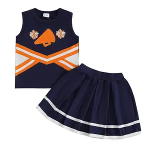 Kids Toddler Baby Girl Cheerleader Tank Tops Elastic Waist Pleated Skirt Cheer Uniform Outfit Halloween Cheerleading Clothes